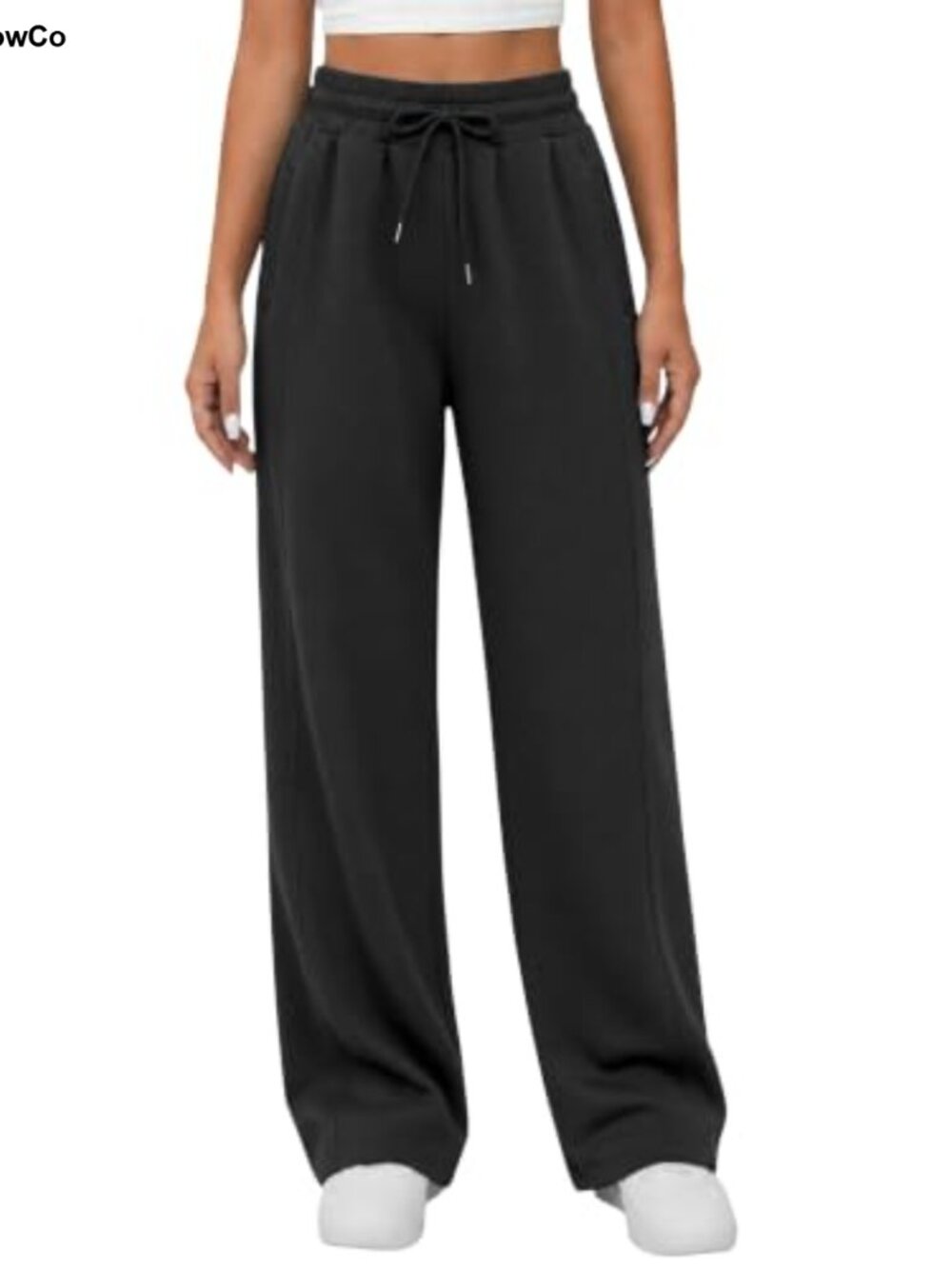 Wide Leg Sweatpants High Waist Drawstring Lounge Cotton Blend
